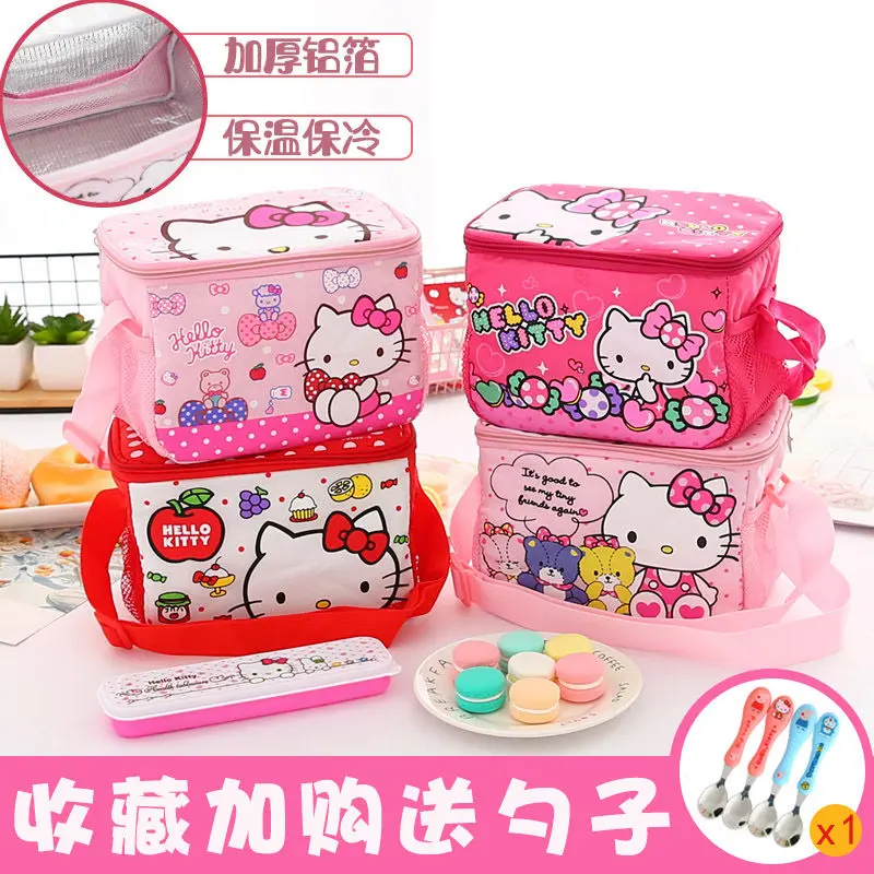 

Мультяшная изолированная сумка Hello Kitty, сумка, утолщенная сумка из алюминиевой фольги для обеда, Женская Студенческая Милая водонепроницаем...