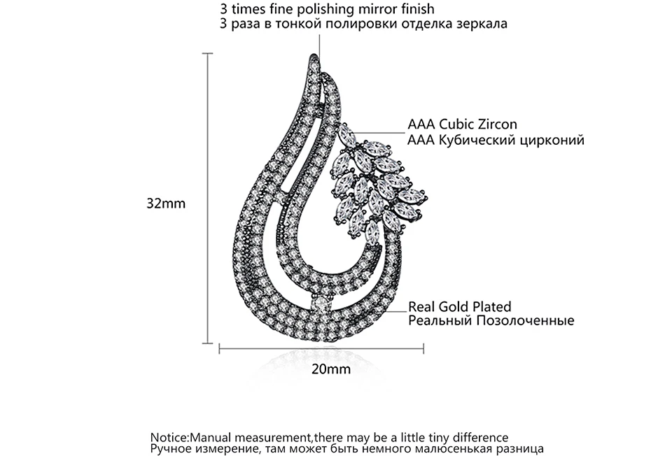 LUOTEEMI, новые серьги-гвоздики для женщин, ручная работа, необычные серьги-капли, роскошные, полный Блестящий Кристалл CZ, свадебные украшения, рождественский подарок