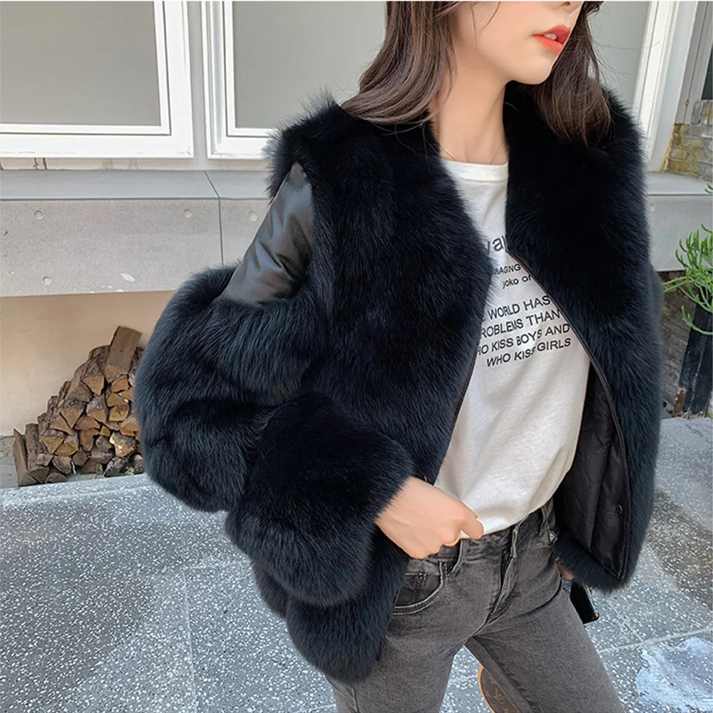 TOPFUR Real Fox Fur Coat For Women Genuine Sheepskin Natural Whole Skin Fox Fur Jackets Woman Winter Overcoats Luxury Fur Coats