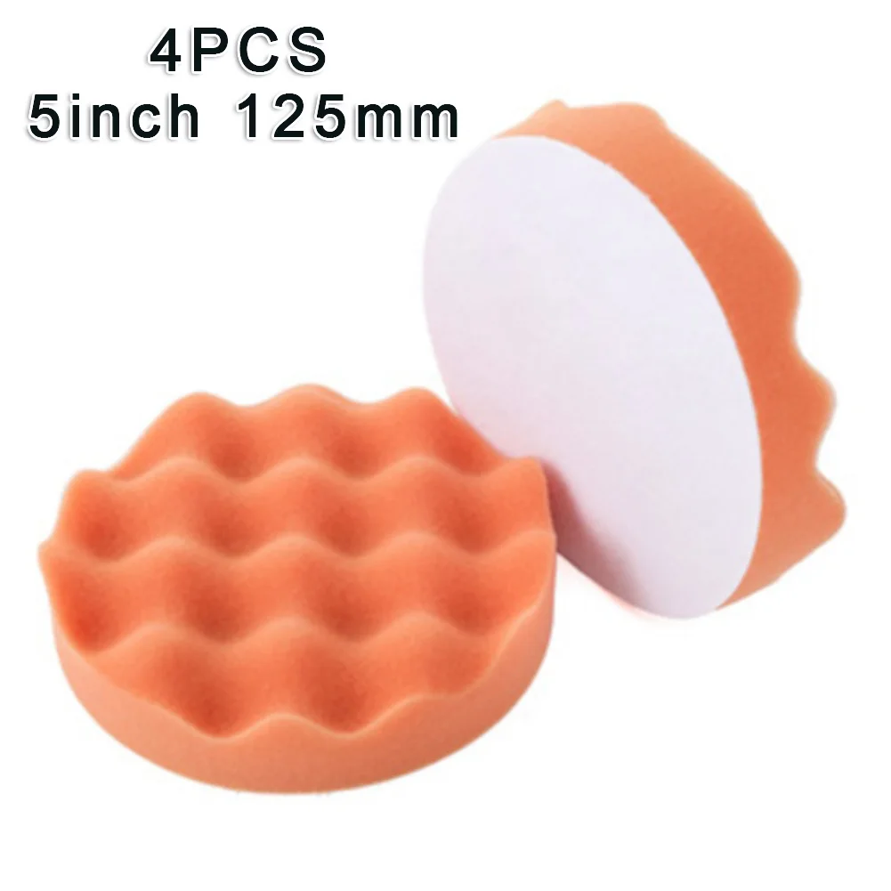 4 шт. 5 дюймов волновая губка Полировочная прокладка мягкая круглая волна