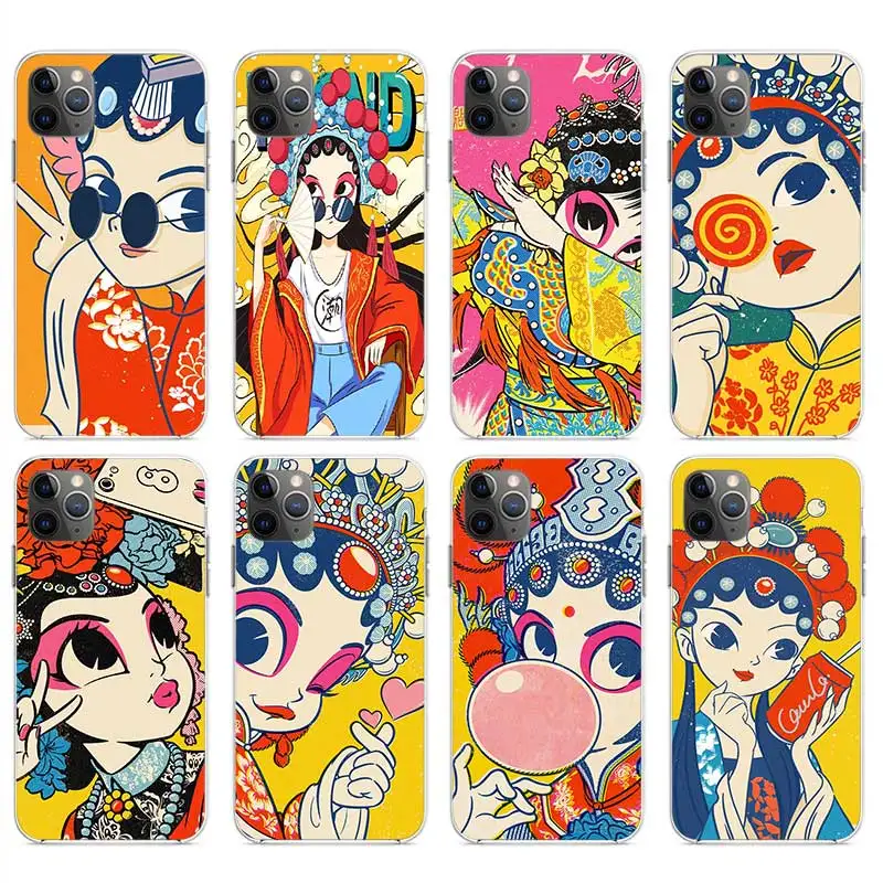 

Funny Unique Beijing Opera Phone Case For Iphone XR X XS 12 Mini 11 Pro Max Soft Mobile TPU Shell 8 7 Plus 6s 6 SE 2020 5 Cover