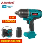 Abeden 18V Электрический ударный гайковерт с большим крутящим моментом, бесщеточный, 1200 Н.м, для аккумуляторного торцевого ключа Makita, электроинструмент с высоким крутящим моментом 34
