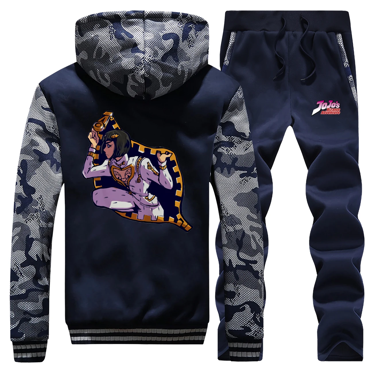 Аниме Харадзюку толстовки костюм зимняя флисовая Мужская толстовка JoJo Необычные