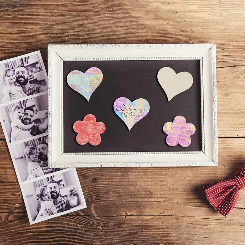 Акция! 100 шт. 2-дюймовые деревянные ломтики в форме цветка Пустые бирки с