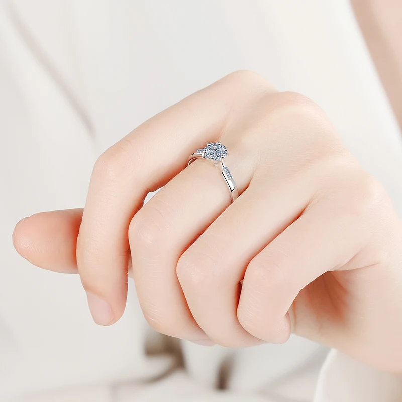 

ANZIW Fashion 925 Sterling Silver Moissanite Diamond Halo Rings Wedding Engagement Rings For Women Jewelry Gifts
