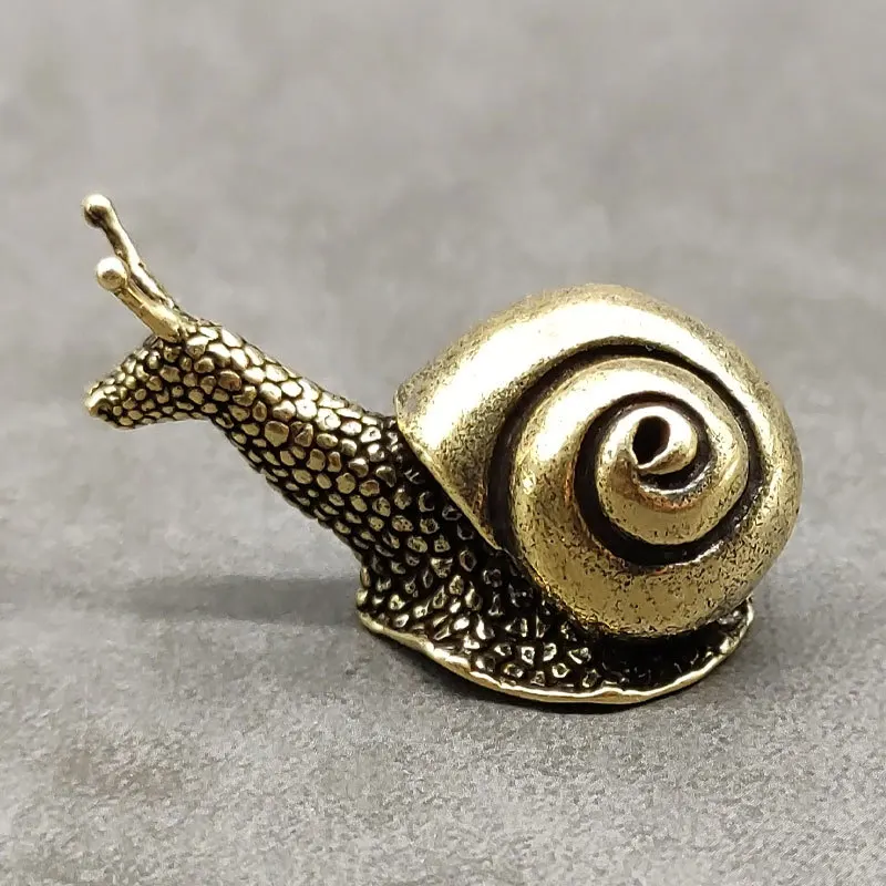 

Solid Brass Snail Small Ornaments Tea Pet Ceremony Vintage Copper Simulation Animal Toy Figurines Miniatures Home Decorations