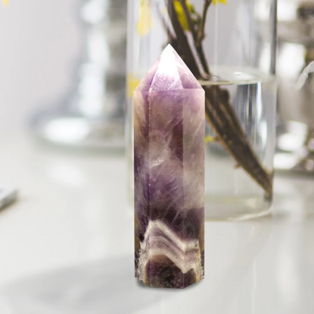 

Natural Stones Crystal Single Point Wand Reiki Chakra Fluorite Healing Spiritual Hexagonal Wand Tower Energy Home Decoration