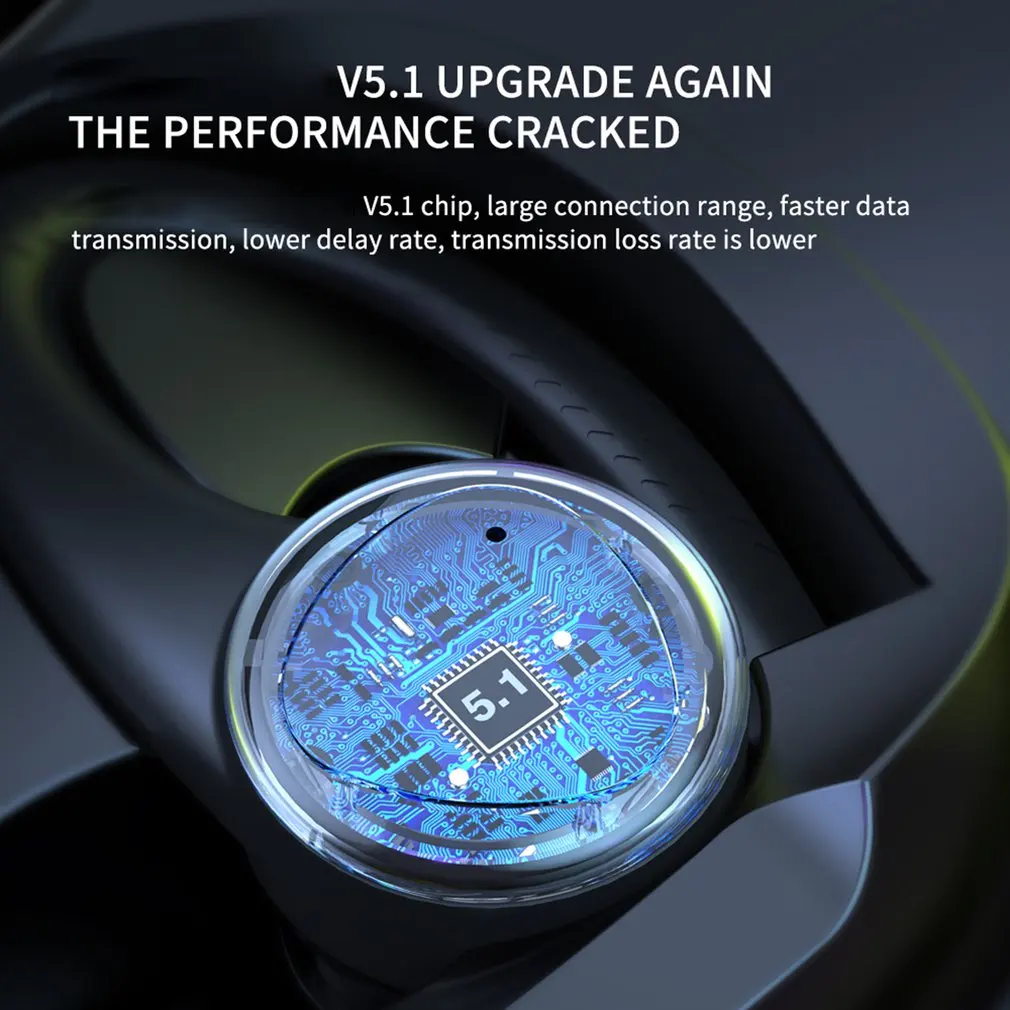 TWS Bluetooth-совместимая Спортивная беспроводная гарнитура V5.1 с шумоподавлением