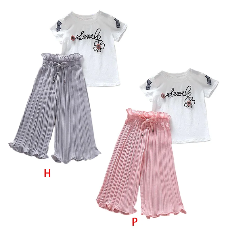 Летняя одежда для маленьких девочек комплект из 2 предметов Повседневная