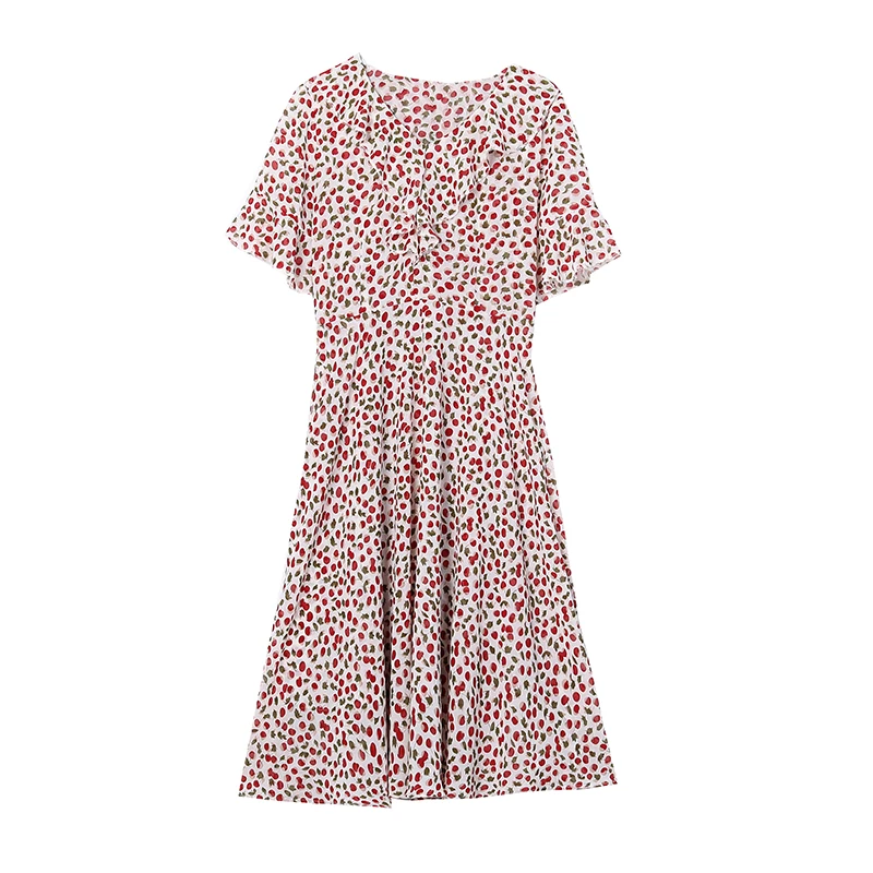 

Floral Print Elegant Trendy Vestidos Pastel Boho Robes Retro Vacation Plus Size Dress Women New Style V-neck Flower Summer Dress