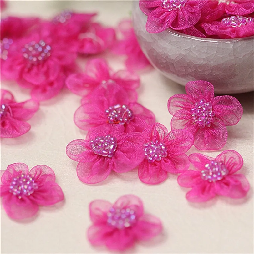 

100pcs/bag Handmade DIY flower Heads artificial flowers Yarn Flowers Creative flower wall wedding decor Hat cloth accessories