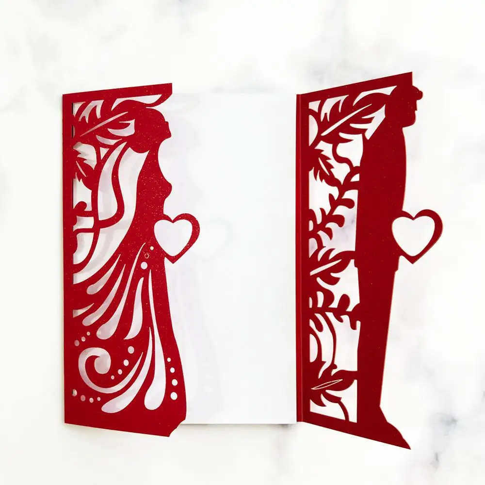 

100pcs White Pearl Paper Wedding Invitation Card Laser Cut Valentine's Day Party Wedding Bridal Shower Engagement Invitations