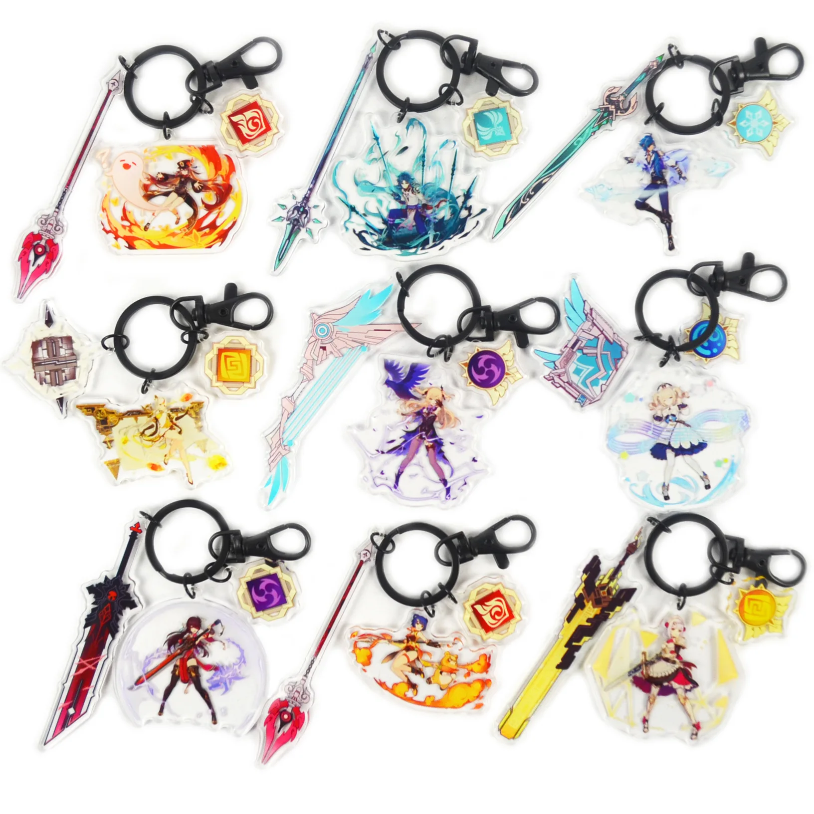 

2021 Hot Game Keychain Genshin Impact Venti Paimon Zhongli Diluc Klee Man Keychains For Women Car Bag Pendant Key Ring Gift