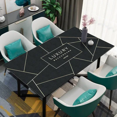 

Modern simple line leather tablecloth waterproof, oil proof, non washing and anti ironing tablecloth, PVC leather table mat, tea