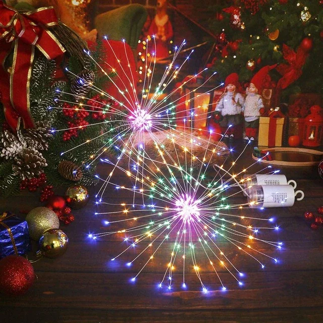 

180LED Firework String Lights 8 Mode Explosion Star Copper Silver Wire Fairy Light Decoration Lamp Remote Control String Light