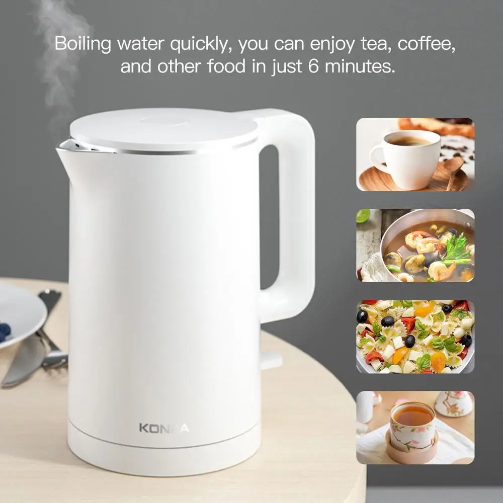 

KONKA 1.8L Electric Kettle Tea Pot Auto Power-off Protection Water Boiler Teapot Instant Heating Stainles fast boiling