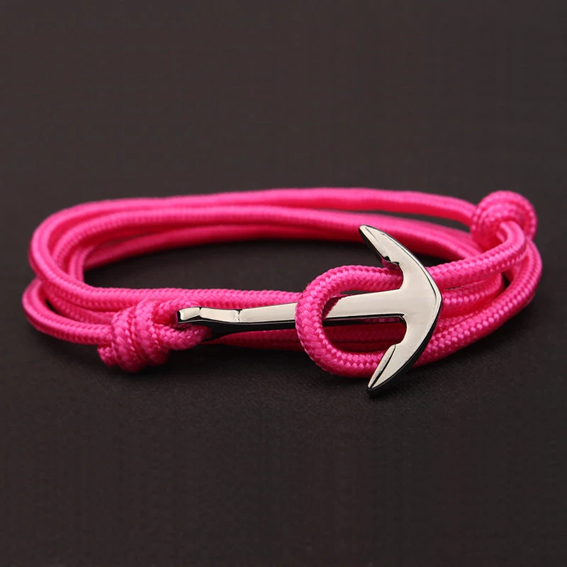 2-9 Adjustable Paracord Anchor Bracelet Woman Men Charm Bracelets Alloy Anchor Nylon Rope Chain Armband Vintage Bracelets& Bangles - Окраска металла: 2-9