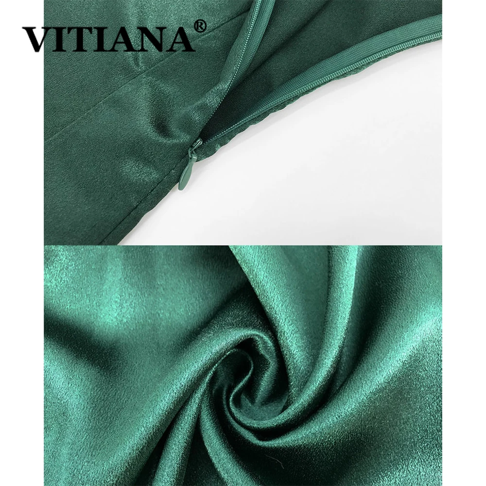 VITIANA Women Bodycon Sexy Dress Spring 2020 Female Sleeveless Backless Solid Green Casual Pencil Midi Dresses Elegant Vestidos | Женская