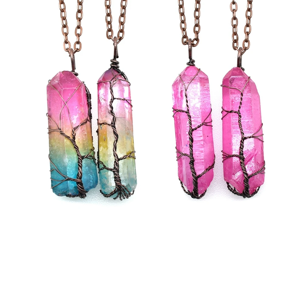 Ожерелья в стиле ретро хрустальные подвески натуральный камень кварцевый