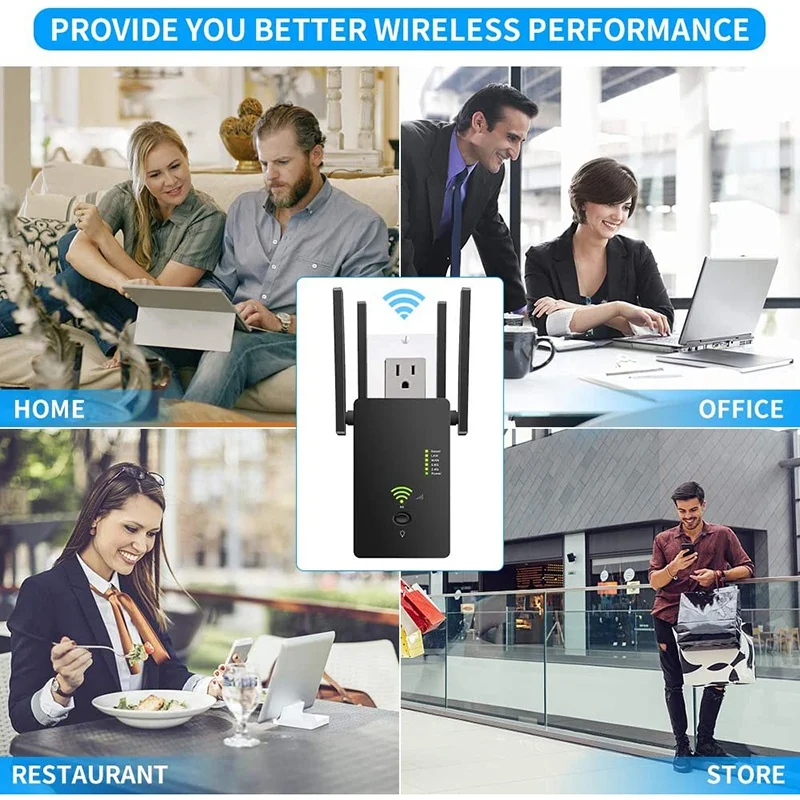 

AC1200 WIFI Repeater 1200Mbps Router Wireless Range Extender Signal Booster Dual Band 2.4G/5.8G WiFi Amplifier US Plug