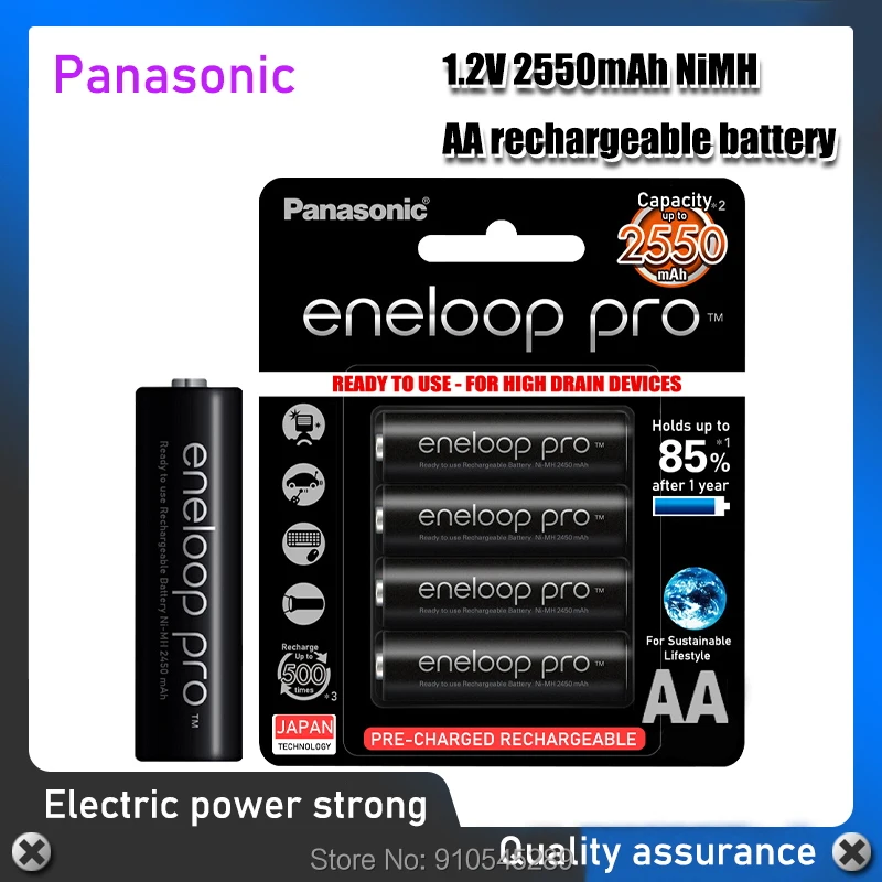 100% Panasonic Eneloop Оригинальная батарея Pro AA 2550 мАч 1 2 в Ni MH камера Фонарик Игрушка