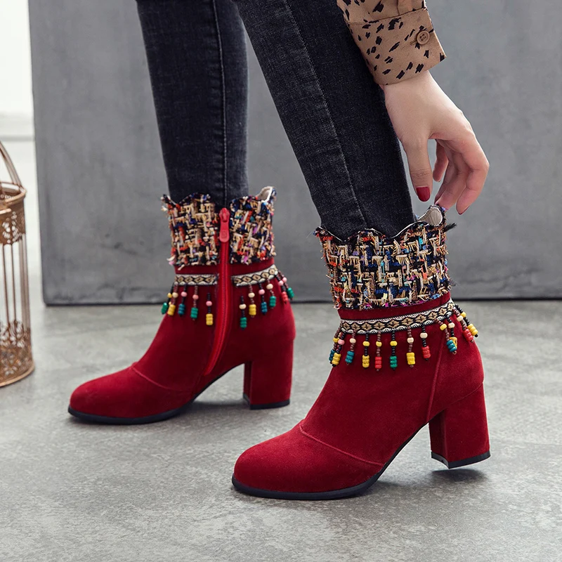 Lucyever/ботильоны на не сужающемся книзу массивном каблуке Сезон осень-зима Женская