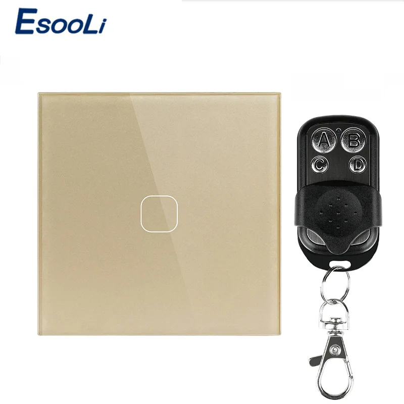 1 Gang Remote Esooli ЕС/Великобритания стандарт 1/2 банды беспроводной пульт дистанционного управления свет сенсорные переключатели, умный дом RF433 дистанционное управление настенный выключатель - Цвет: 1 Gang Remote