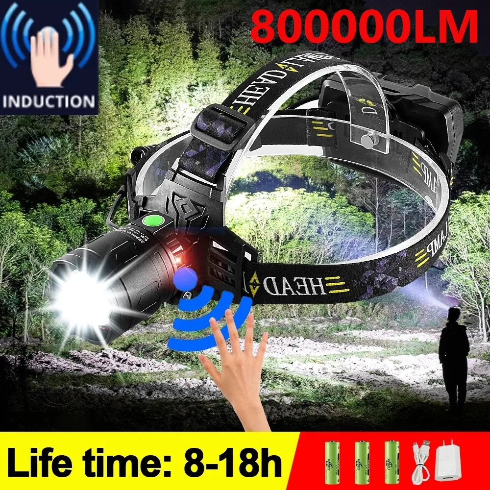 

IR Sensor LED Headlamp Super Long Working hour H5 Wick Powerful Head Flashlight Rechargeable Usb Head Lamp 18650 Fishing Lantern