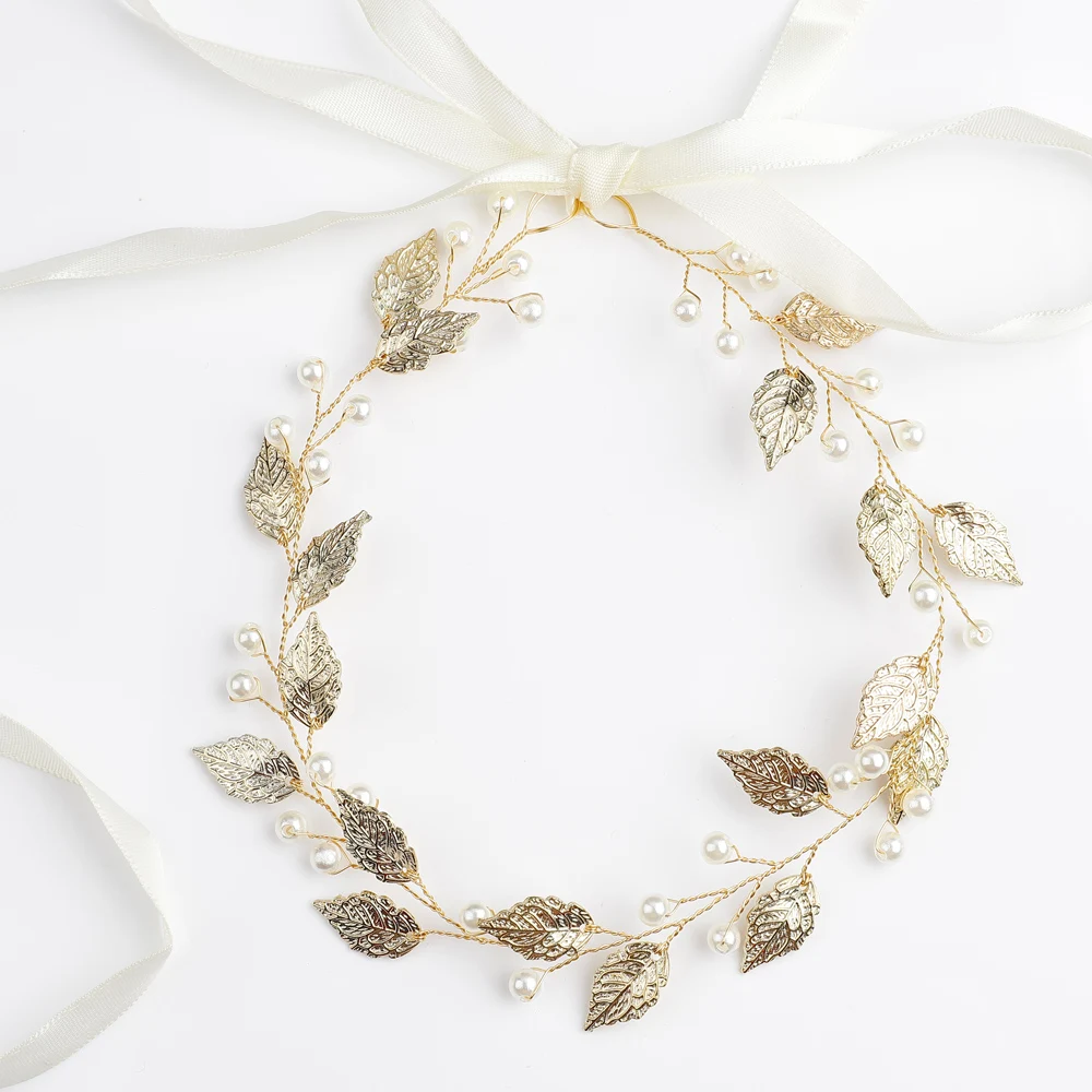 Повязка на голову с листьями и жемчугом в стиле ретро | Свадьбы торжества