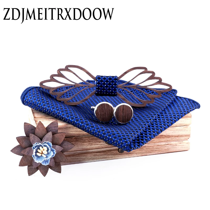 

Fashion Womens Mens Unisex Tuxedo Classic Bowtie Clover Leaf Wooden bow tie Adjustable Gravata Butterfly Ties Sets