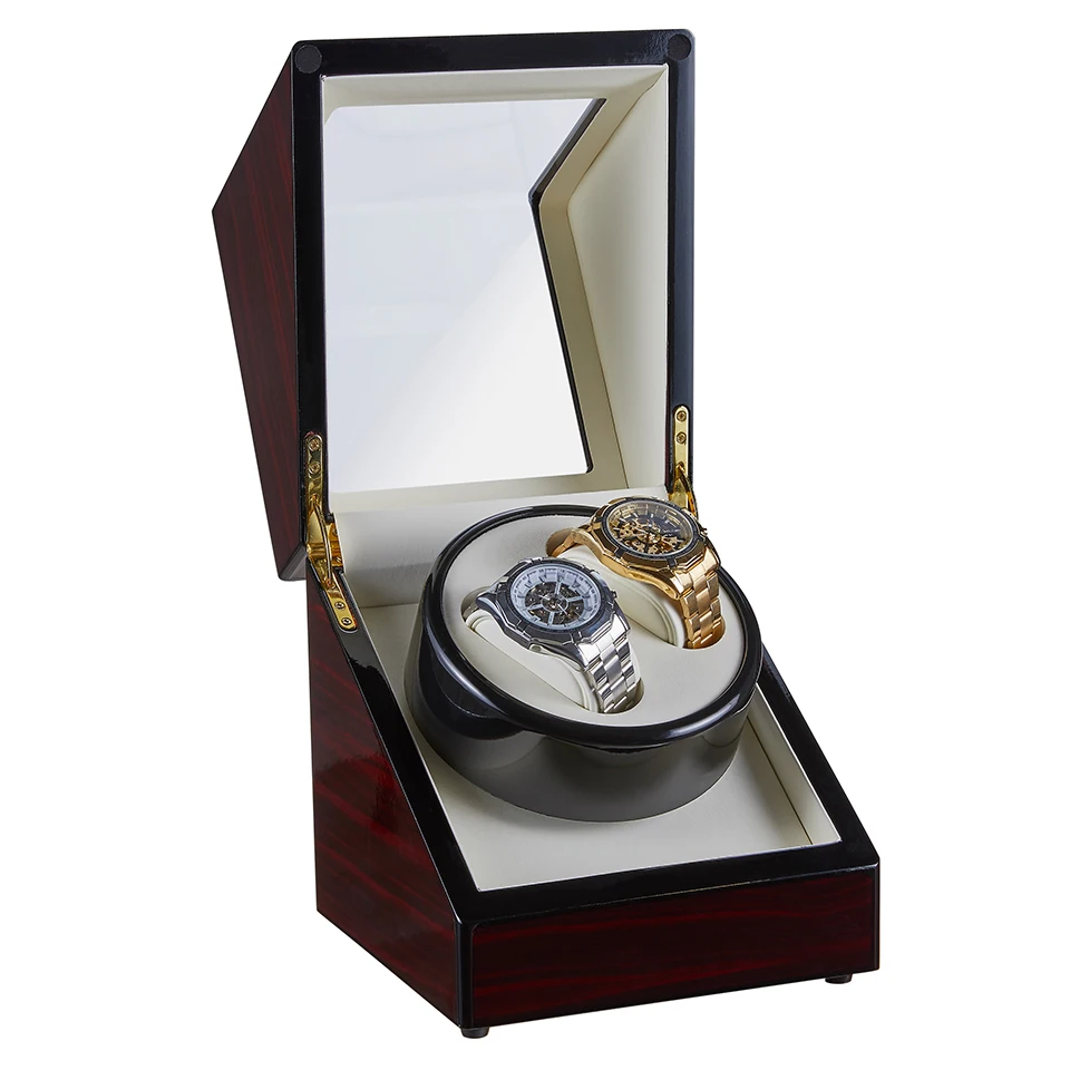 Fashion Automatic Watch Winder Wooden Winding Box Watch Collection Holder Display Ultra-quiet Motor Shaker 2 Watches Winder Box enlarge