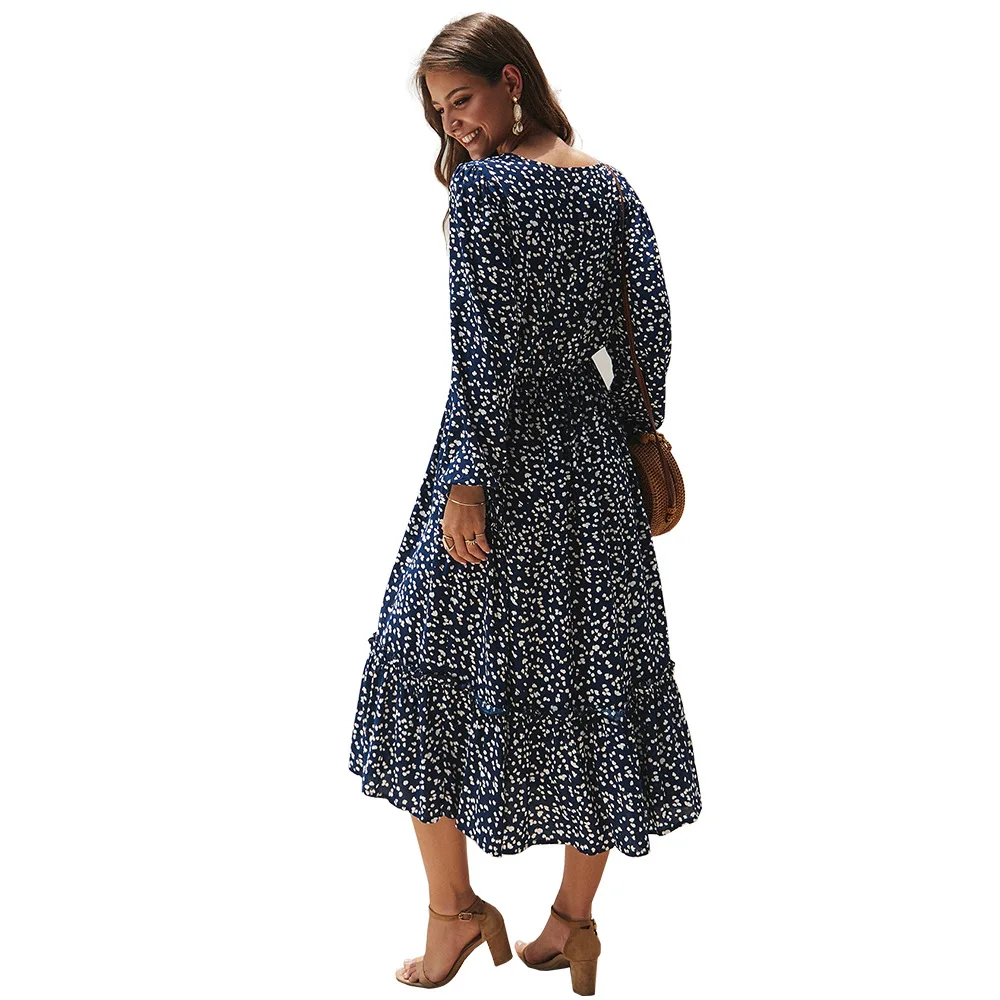 Женское Свободное длинное платье с принтом повседневное короткое большого