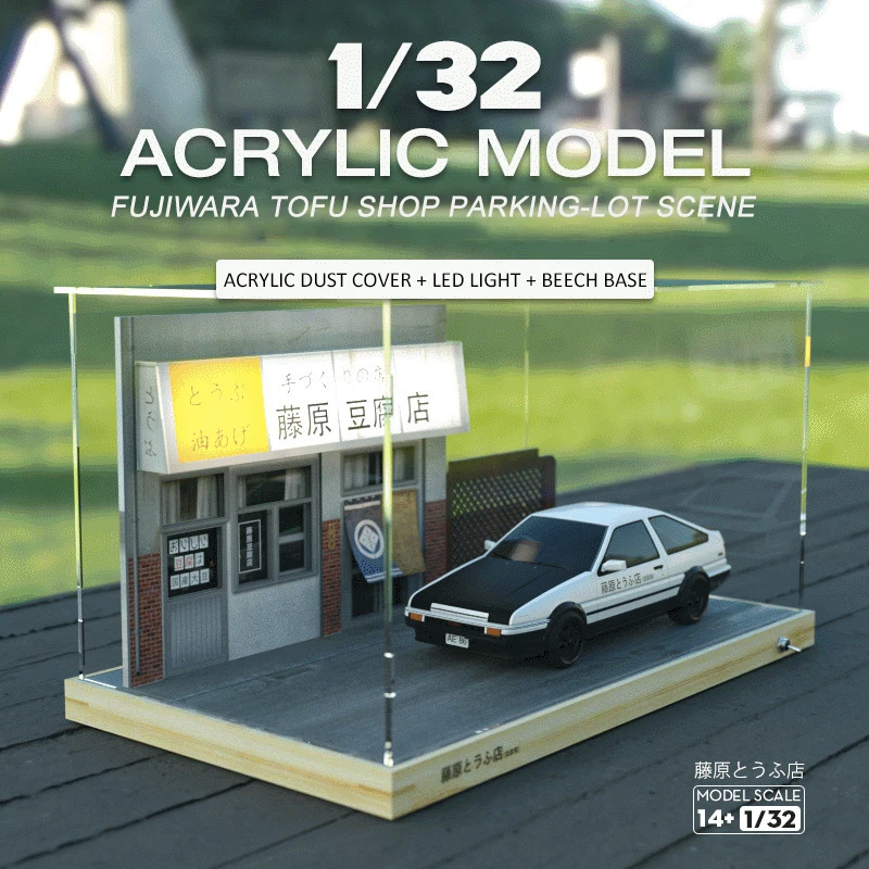 DIY 1:28 аниме начал D Ae86 металлический автомобиль модельный магазин фон пейзаж