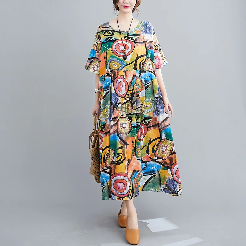 Летнее пляжное платье размера плюс богемные женские платья 2020 хлопковое