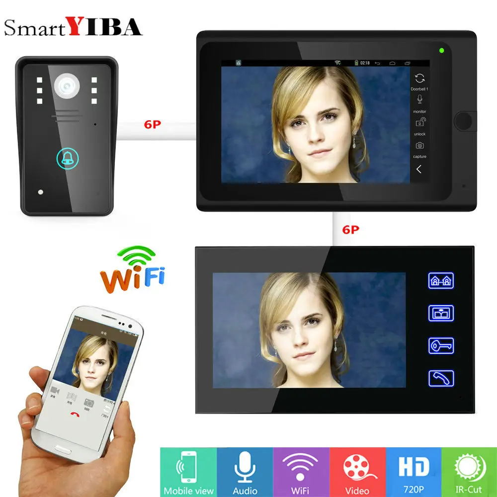 SmartYIBA " 2 монитора проводной/беспроводной Wifi видео домофон видеодомофон домофон ИК камера ночного видения - Цвет: 705B816A12