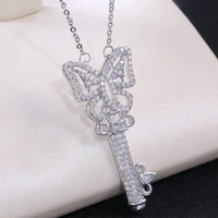 juwang 2021 vintage tennis chokers necklace for women cubic zirconia bling key pendant clavicle chain necklaces collares