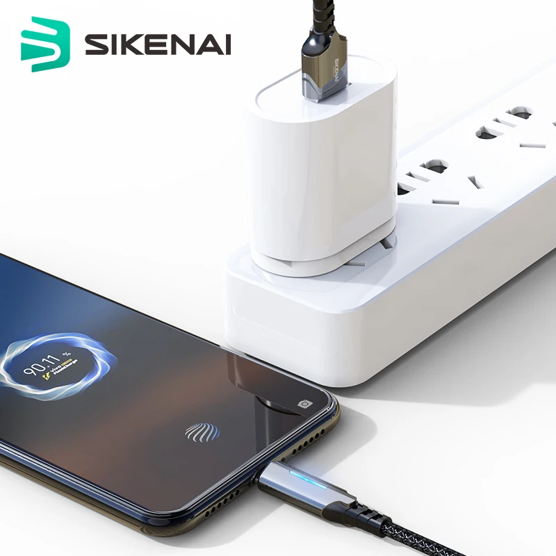 

Sikenai Smart Power Off 3A USB Type C Fast Charger LED Light Cable For Xiaomi Mobile Phone