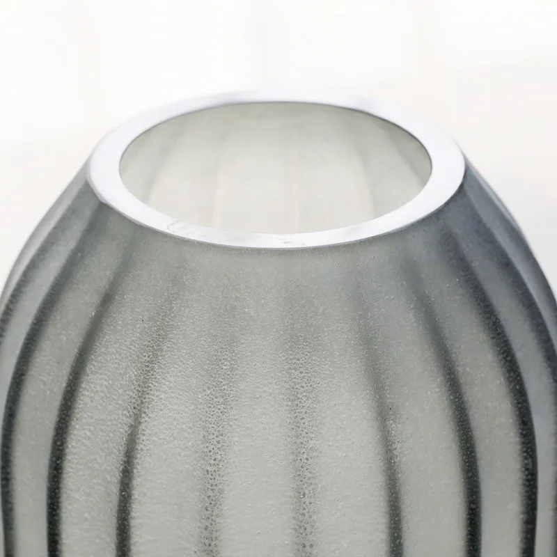 

Sand copper ring gray color glass vases vintage European and American style flower Ware soft set table vase flowerpot showcase