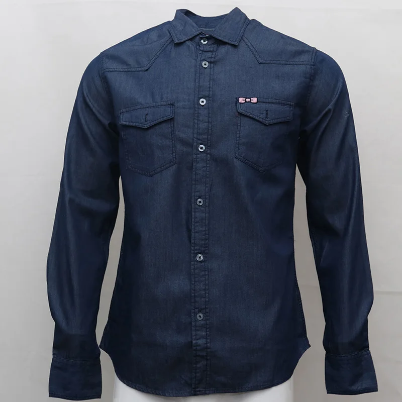 Футболка мужская с вышивкой Eden Jeans хлопковая Повседневная рубашка длинным