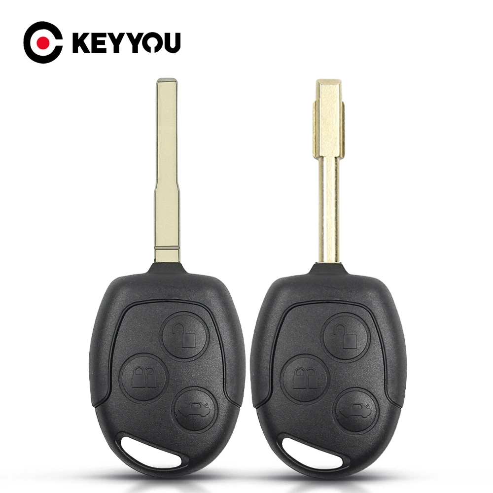

KEYYOU Car Case Remote Key Shell Replacement For Ford Focus Mondeo Festiva Fusion Suit Fiesta KA 3 Buttons Fob FO21/HU101 Blade