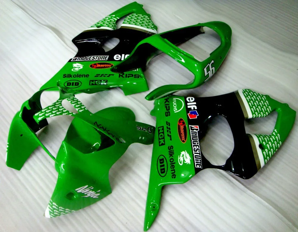 

100%NEW+ Green Black Fairing Kit For KAWASAKI NINJA ZX 6R 636 00 01 02 ZX-6R 00-02 ZX6R 2000 2002 ZX 6R 00 01 02 Fairings Vb6tt