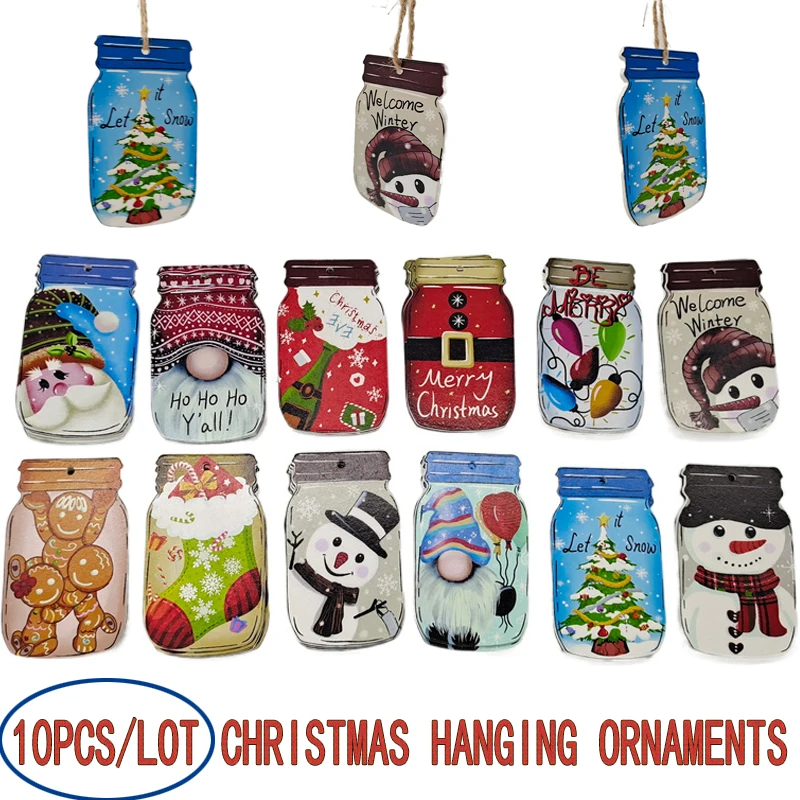 

10 шт./лот деревянная подвеска на елку, Рождественское украшение для дома, деревянные поделки, деревянная стружка, украшение для рождественс...