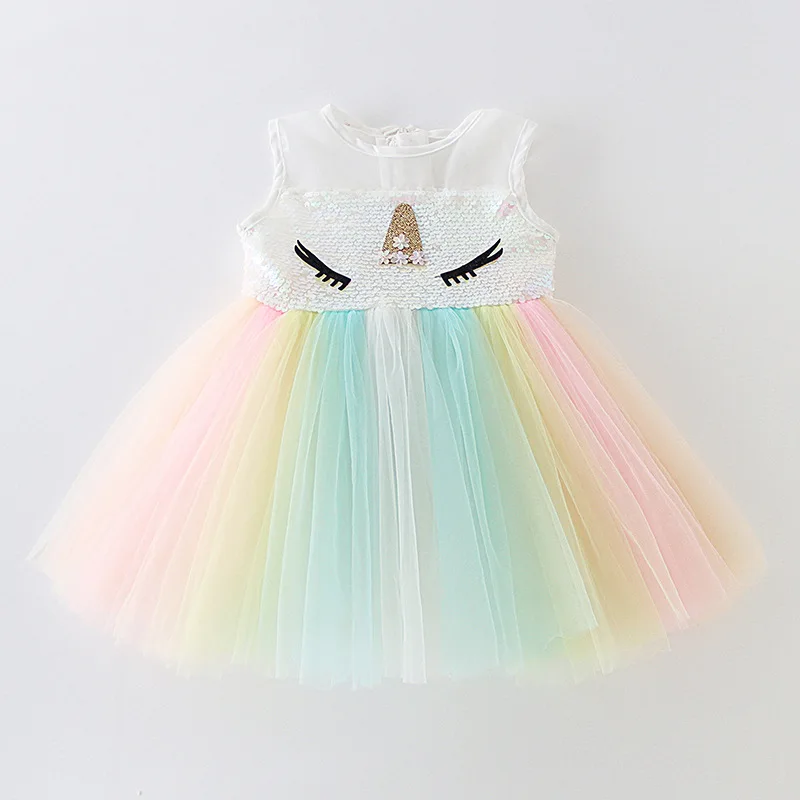 

New Unicorn Dress for Baby Girls Embroidery Ball Gown First Birthday Dresses Party Costumes Princes Children Clothing