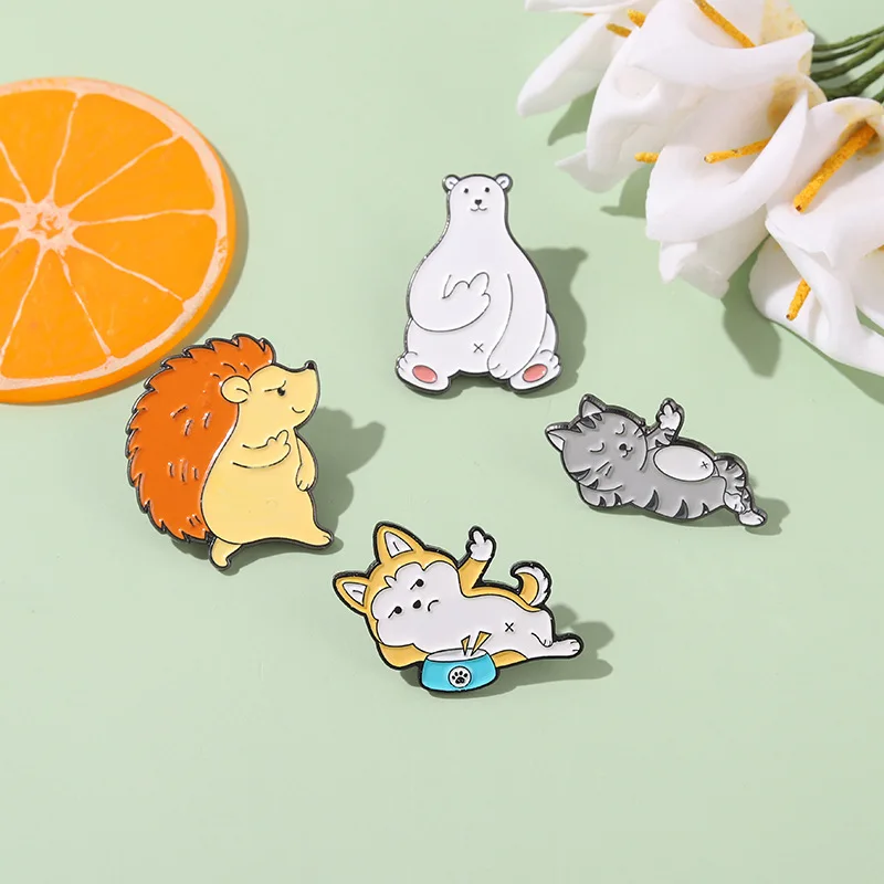 Креативная забавная эмалированная брошь в виде животного среднего пальца кошек