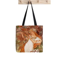 shopper vintage alphonse spring printed tote bag women harajuku shopper funny handbag girl shoulder shopping lady canvas bag