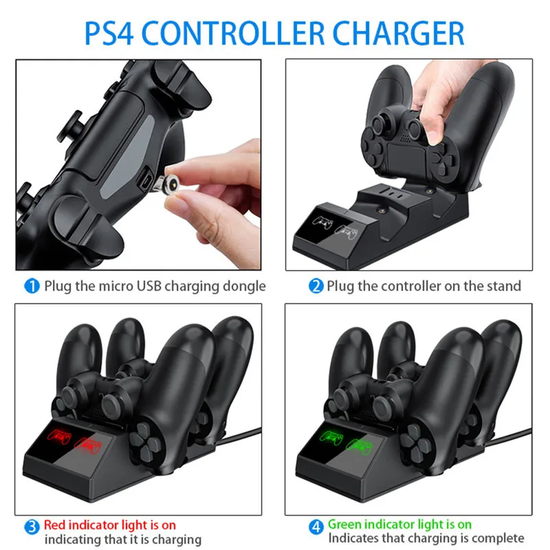 Джойстик Joypad с ручкой двойная зарядная док-станция для PS4/Slim/Pro Sony Playstation 4