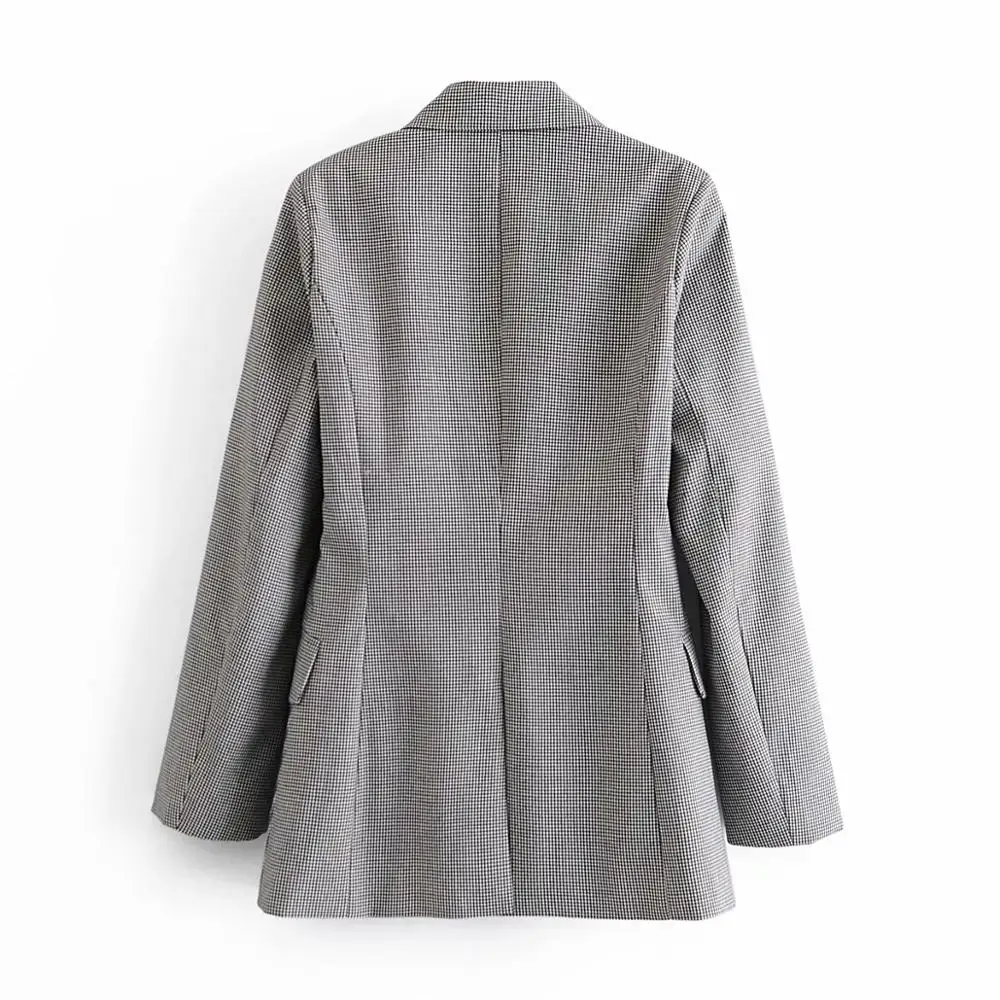 

Spring Autumn Women ZA Plaid Coat Classic Jacket Casual High Quality Turn Down Collar Overcoat Fashion Long Sleeve Coats Outwear