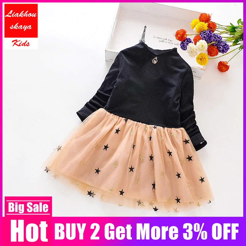 2019 New Baby Girls Long Sleeve Winter Dresses Children Clothing Sequins Stars Princess Costume Toddler Girl Dress 2 Year | Детская