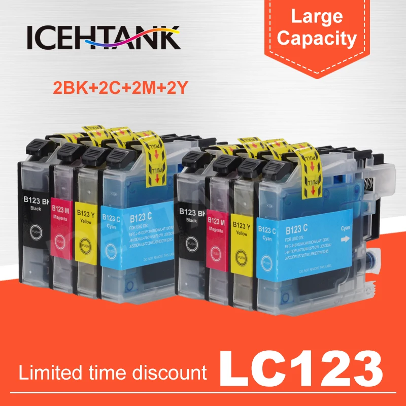 

ICEHTANK LC123 LC121 Compatible Ink Cartridge For Brother DCP-J552DW J752DW J132W J152W J172W MFC-J470DW J650DW J870DW printer