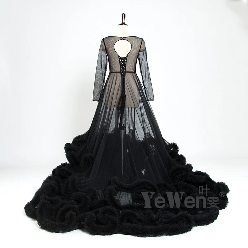 Сексуальное темно розовое черное прозрачное голубое платье с длинными рукавами